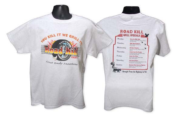 T-Shirt 100% Road Kill Cafe Great Smoky Mountains Ash