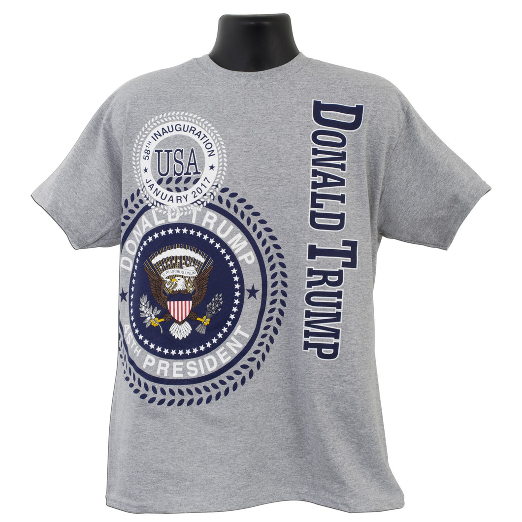 T-Shirt Donald Trump 58th Inaugural Circle Stamps - Sport Grey