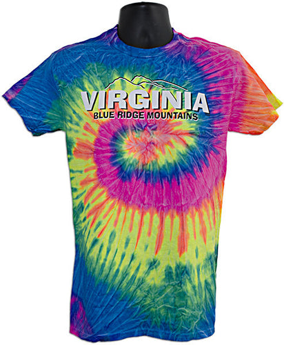 Tie Dye T VA Blue Ridge Mountains NEON RAINBOW