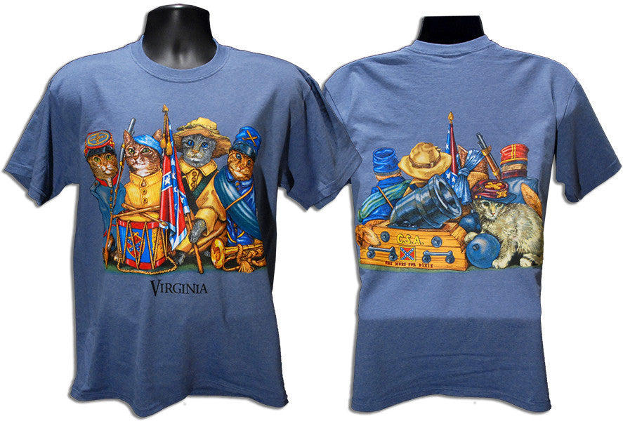 T-Shirt 100% Virginia Dixie Cats Indigo Heather