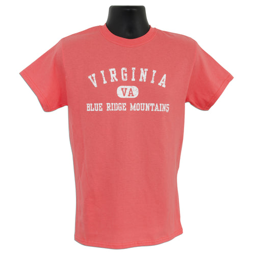 TSVA33C T-Shirt Virginia Blue Ridge Mountains Distressed CORAL SILK