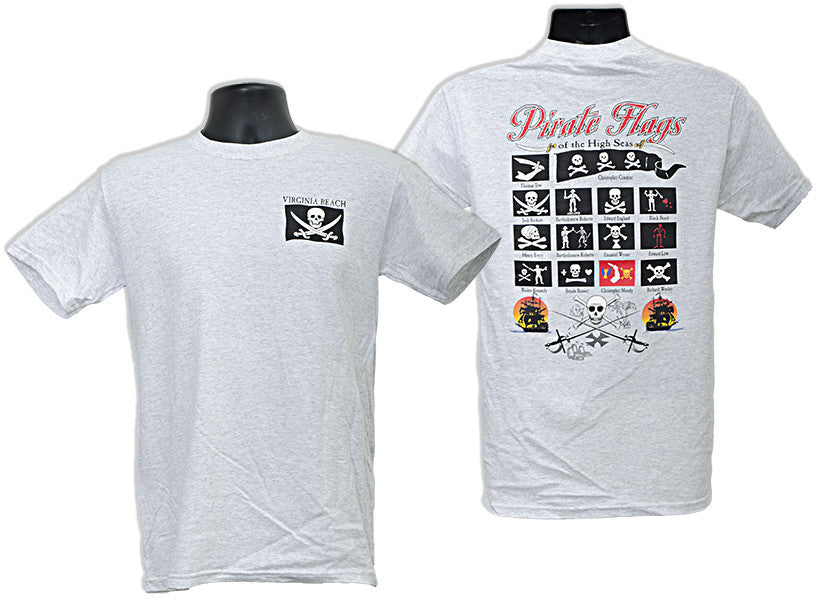 T-Shirt Virginia Beach Pirate Flags ASH