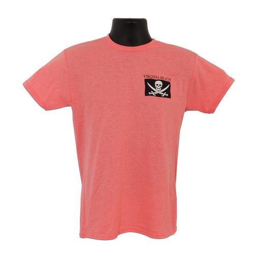 TSVB11C T-Shirt Virginia Beach Pirate Flags CORAL HEATHER
