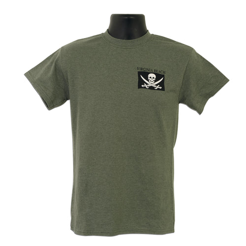 TSVB11M T-Shirt Virginia Beach Pirate Flags MILITARY HEATHER