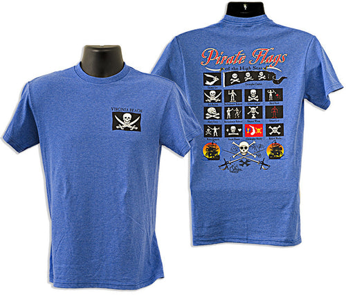T-Shirt Virginia Beach Pirate Flags ROYAL HEATHER