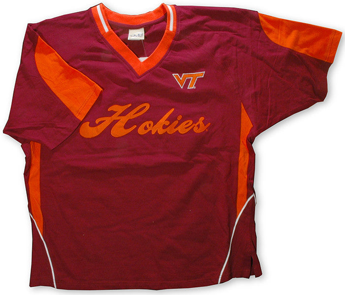 V-Neck Jersey Virginia Tech Script Embroidered Maroon
