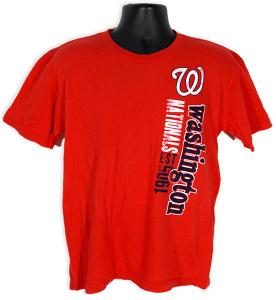 T-Shirt 100% Nationals Distressed on Left Red