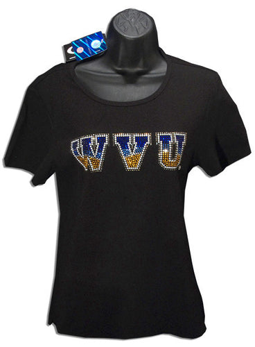 Fitted Missy - WVU Rhinestone - Black