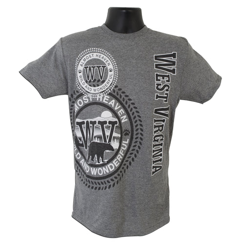 West Virginia Stamp Tee Shirt in Graphite Heather Color