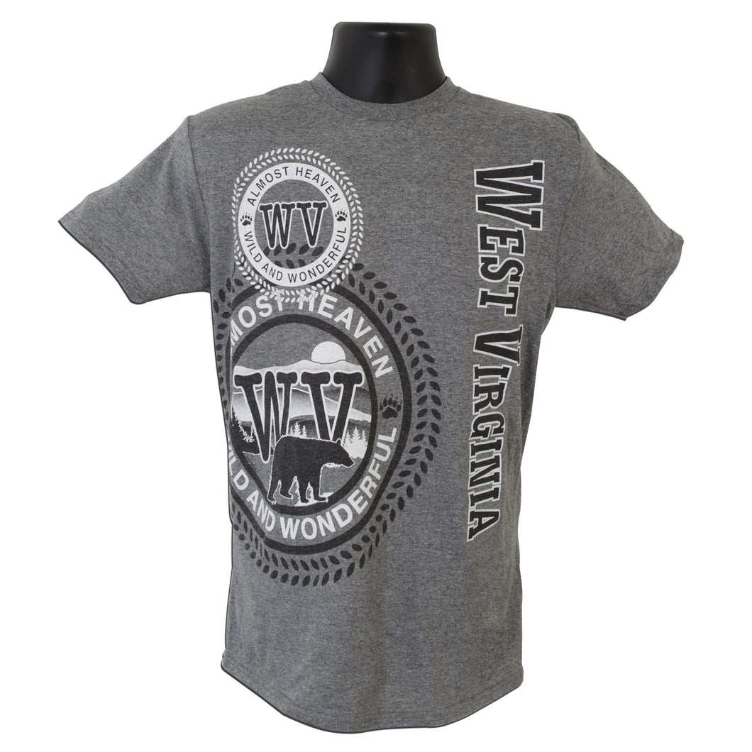 West Virginia Stamp Tee Shirt in Graphite Heather Color
