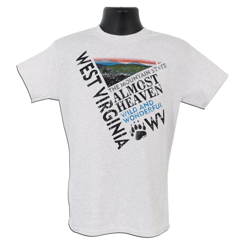 TSWV07A T-Shirt West Virginia Diagonal ASH