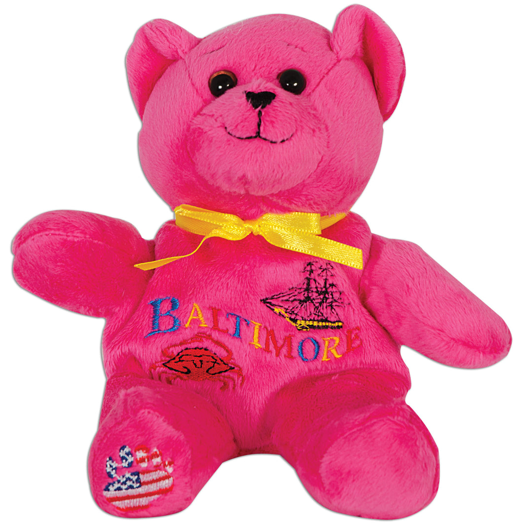Plush Bear Beanie Baltimore Symbols PINK Souvenir