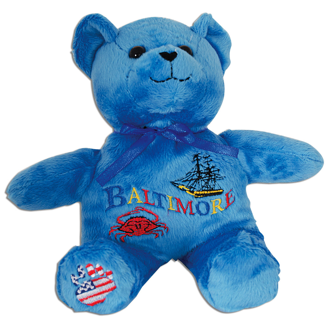 Plush Bear Beanie Baltimore Symbols BLUE Souvenir