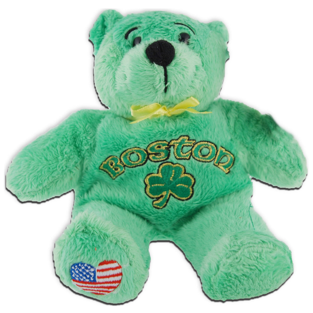 Plush Bear Beanie Boston Clover Green Souvenir