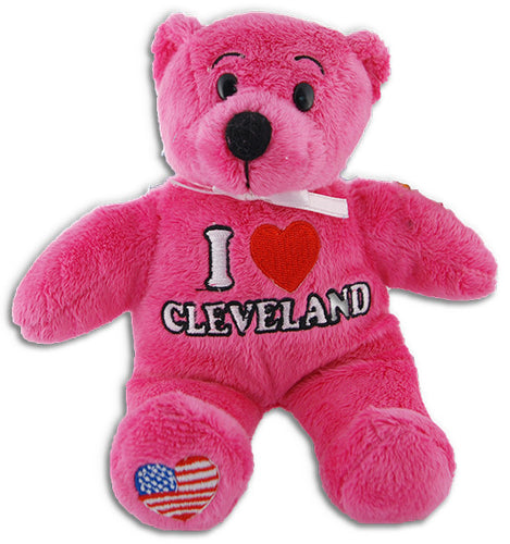 Plush Bear Beanie Cleveland Symbols Pink Souvenir