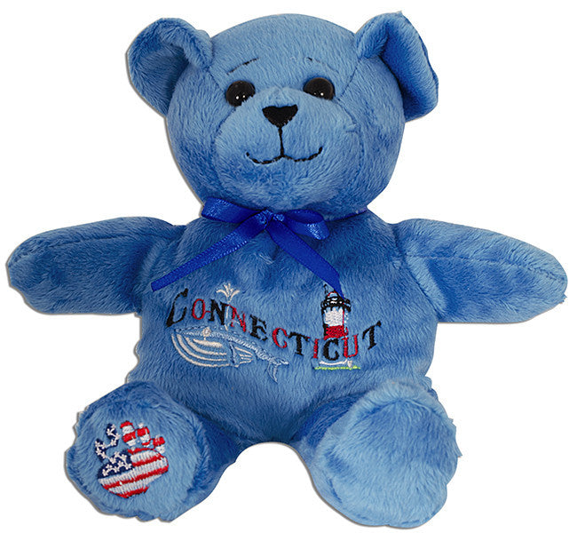 Plush Bear Beanie Connecticut Symbols BLUE Souvenir