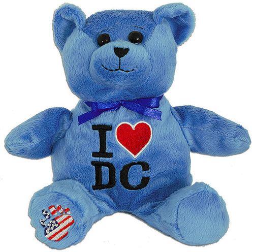 Plush Bear Beanie Washington DC Symbols BLUE Souvenir