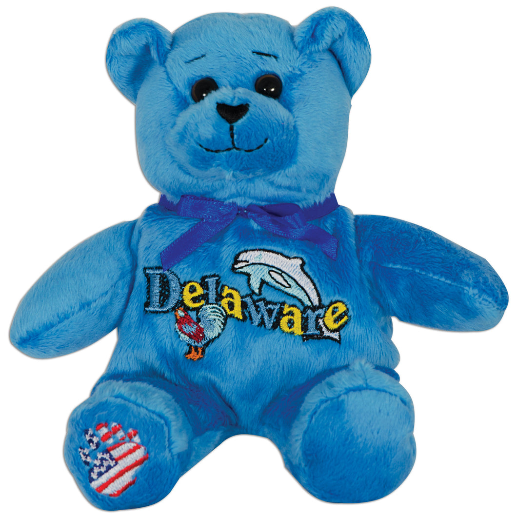 Plush Bear Beanie Delaware Symbols BLUE Souvenir