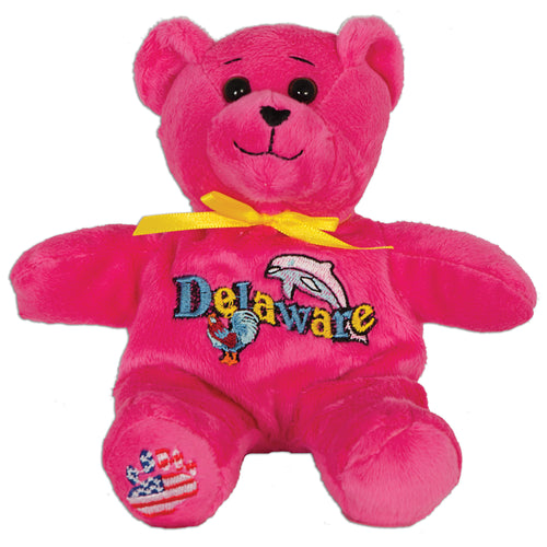 Plush Bear Beanie Delaware Symbols PINK Souvenir