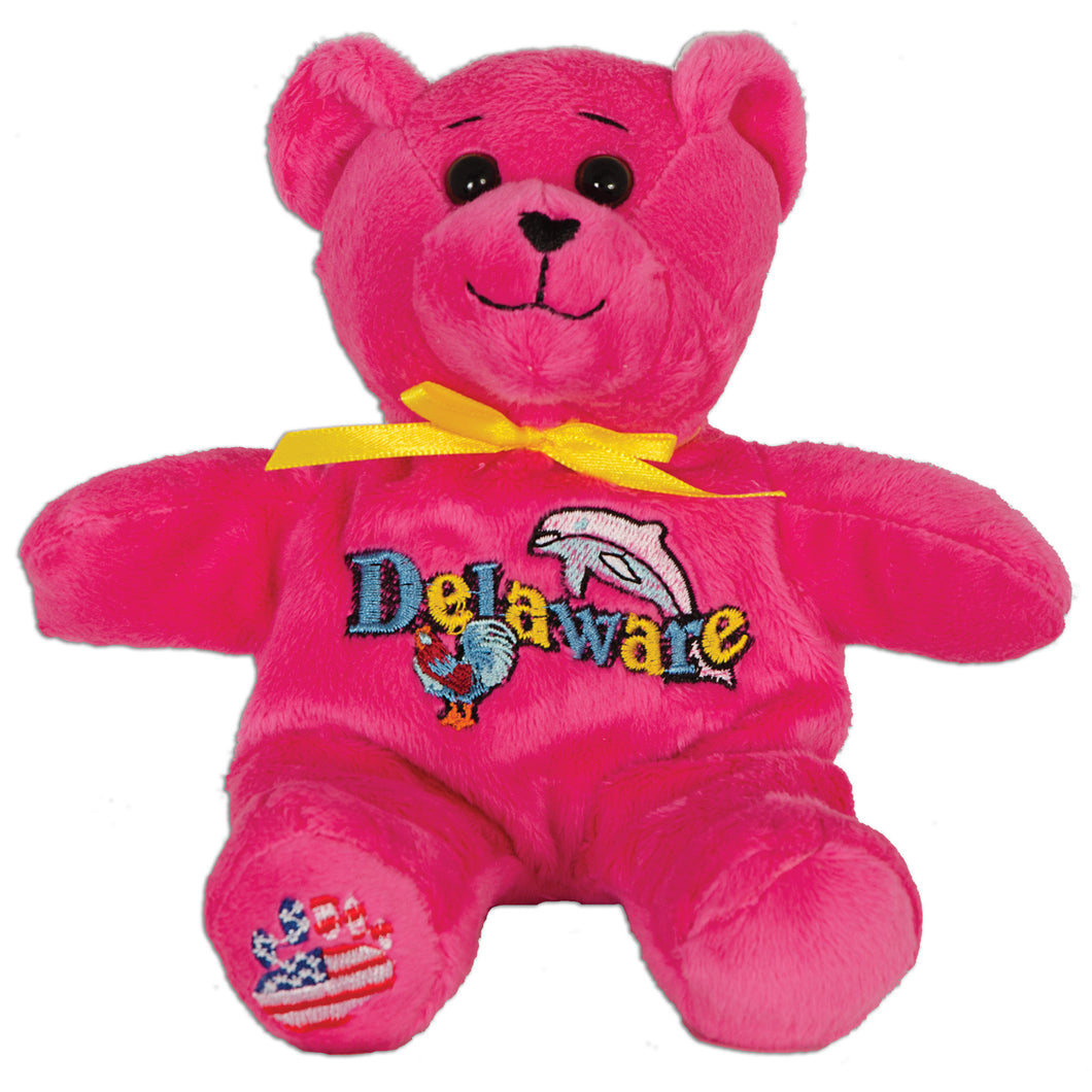 Plush Bear Beanie Delaware Symbols PINK Souvenir