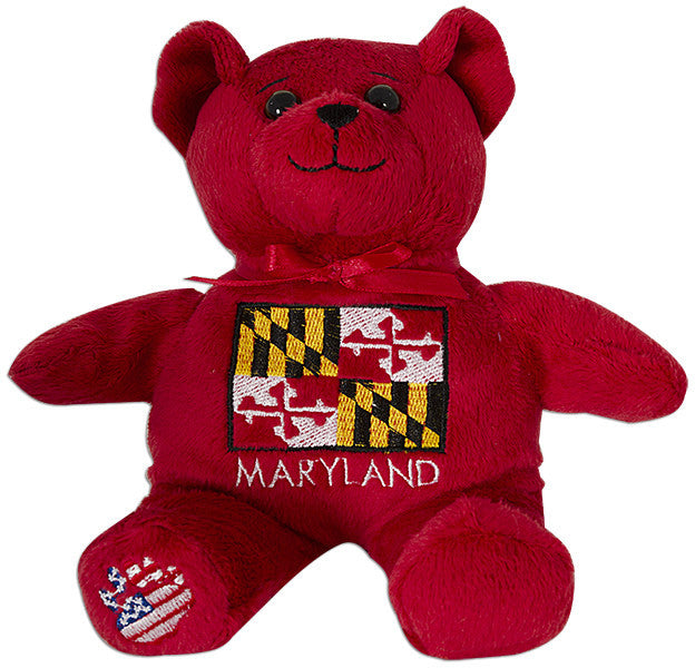 Plush Bear Beanie Maryland Flag RED Souvenir