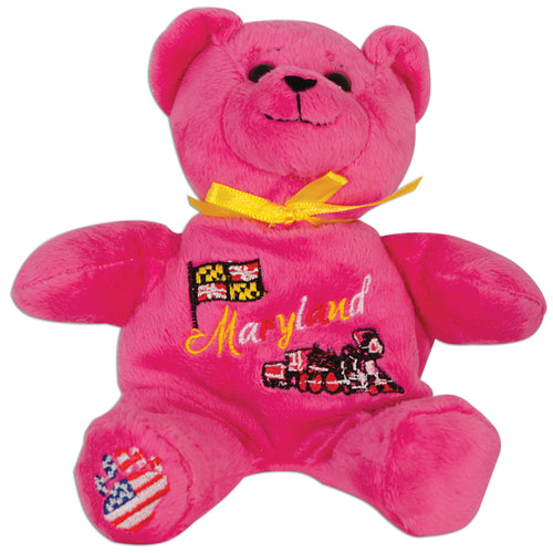 Plush Bear Beanie Maryland Symbols PINK Souvenir