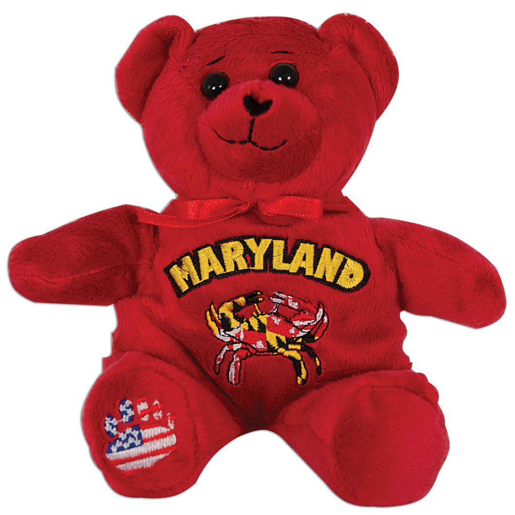 Plush Bear Beanie Maryland Flag Crab RED Souvenir