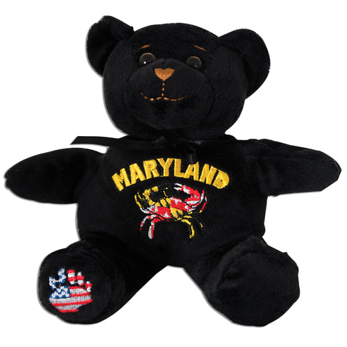 Plush Bear Beanie Maryland Flag Crab BLACK Souvenir