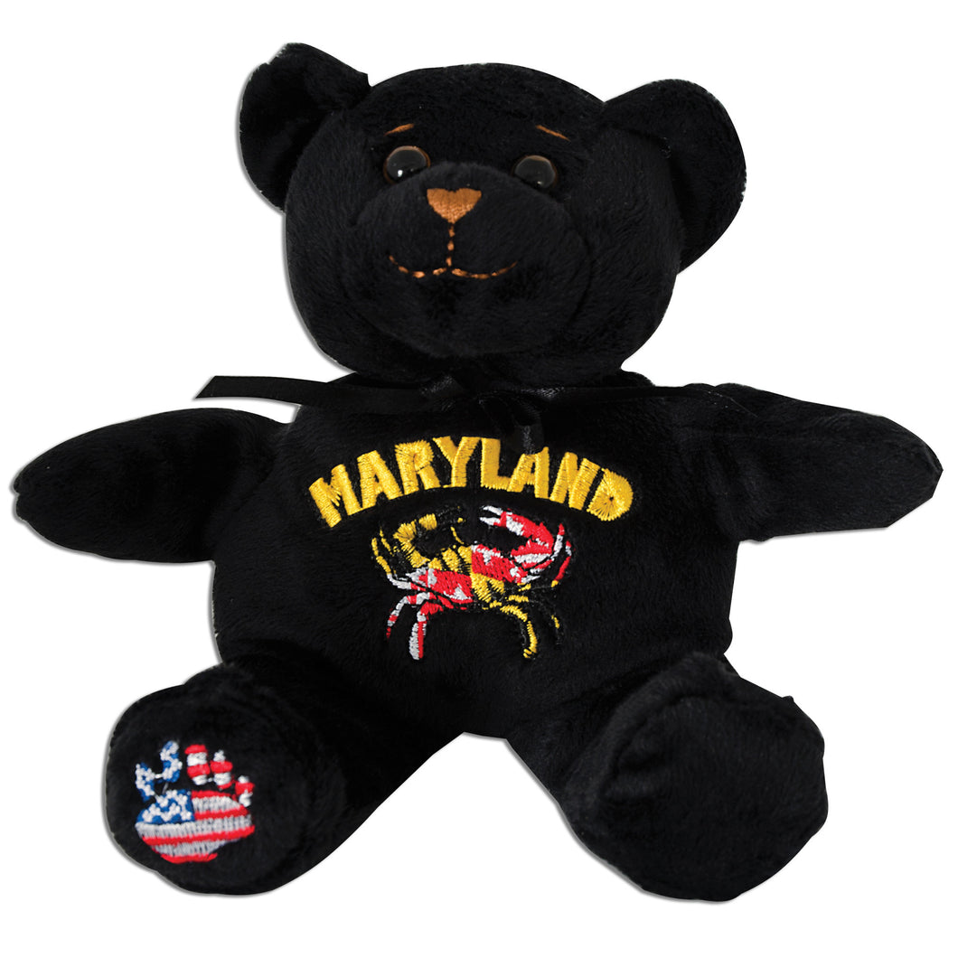 Plush Bear Beanie Maryland Flag Crab BLACK Souvenir
