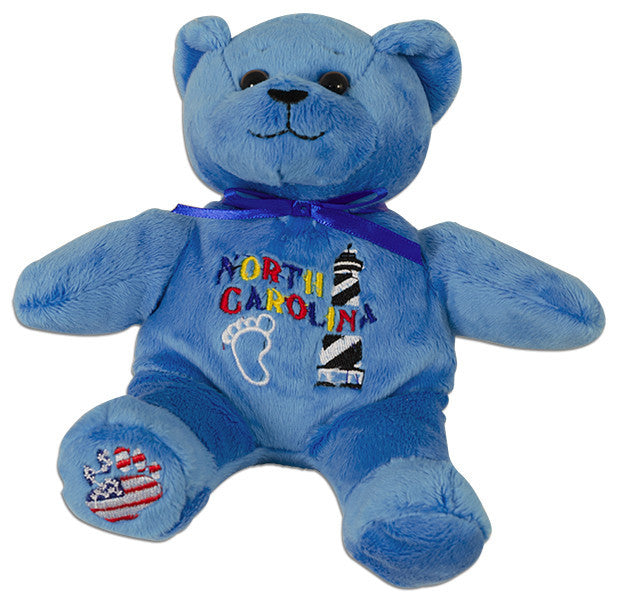 Plush Bear Beanie North Carolina Symbols BLUE Souvenir