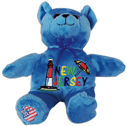Plush Bear Beanie New Jersey Symbols BLUE Souvenir
