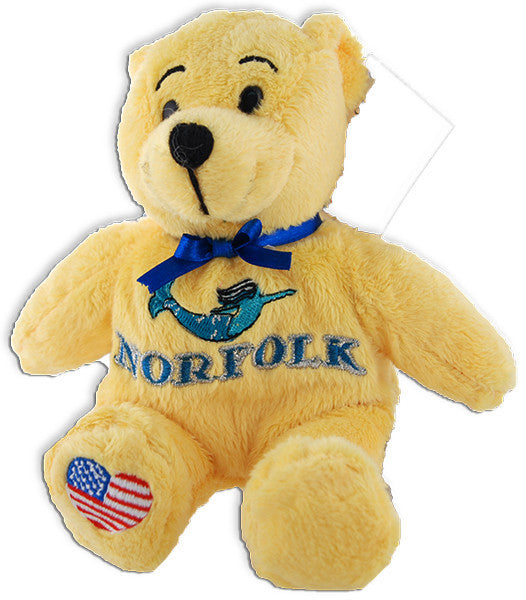 Plush Bear Beanie Norfolk Symbols Yellow Souvenir