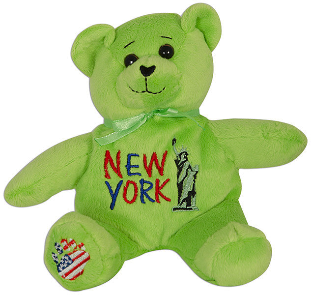 Plush Bear Beanie New York GREEN Souvenir