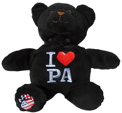 Plush Bear Beanie I Heart PA BLACK Souvenir