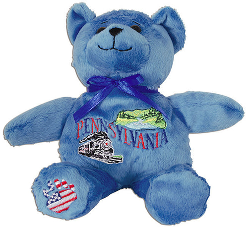 Plush Bear Beanie Pennsylvania Symbols BLUE Souvenir