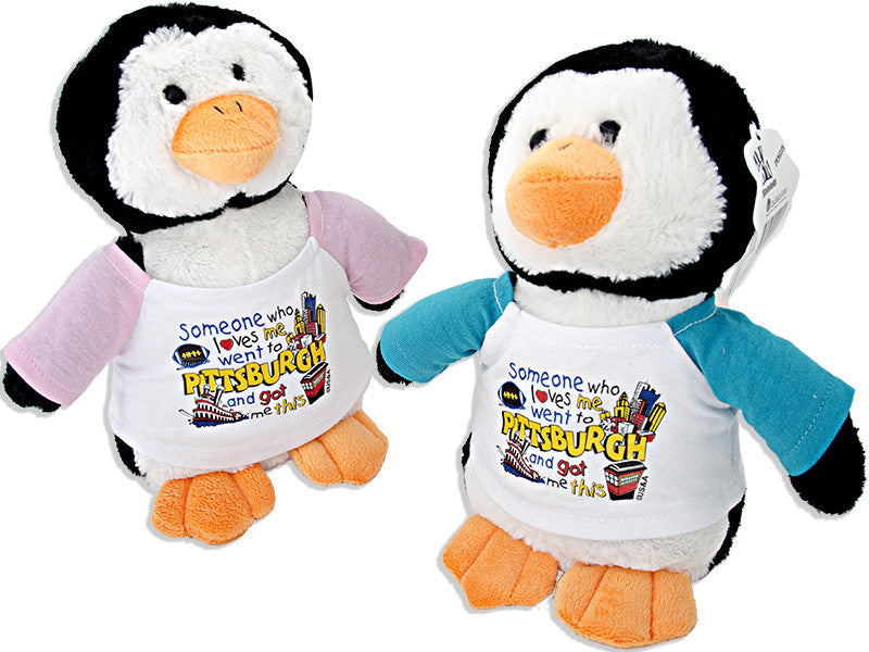 Plush Penguin Pittsburgh with T Pink Teal Mix Souvenir