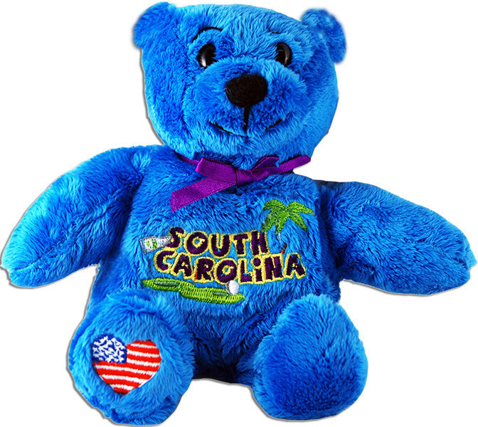 Plush Bear Beanie South Carolina Symbols Blue Souvenir