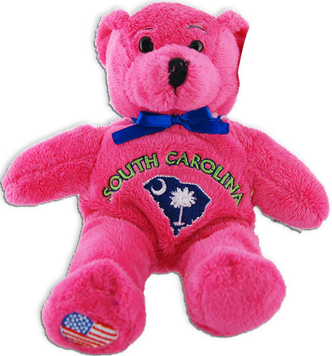 Plush Bear Beanie South Carolina Symbols Pink Souvenir