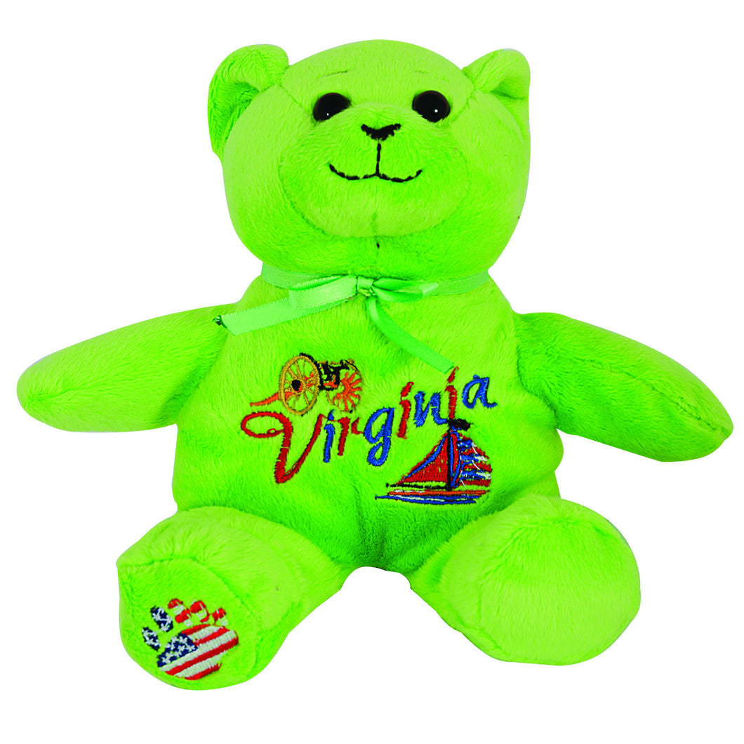 Plush Bear Virginia Symbols GREEN Souvenir