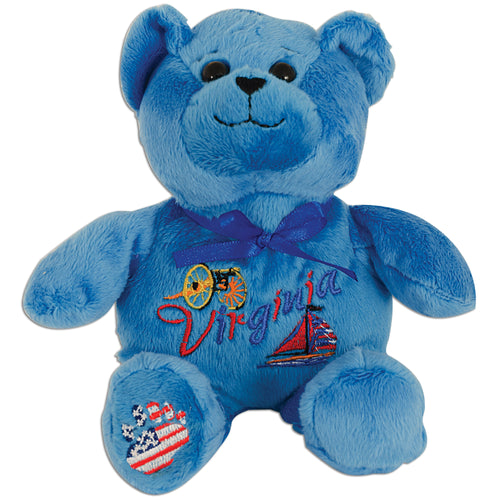 Plush Bear Virginia Symbols BLUE Souvenir