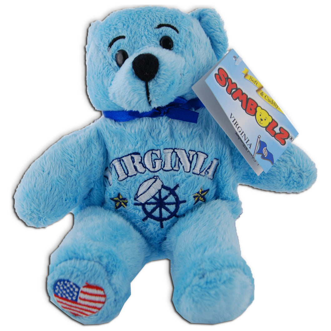 Plush Bear Beanie Virginia Symbols Light Blue Souvenir