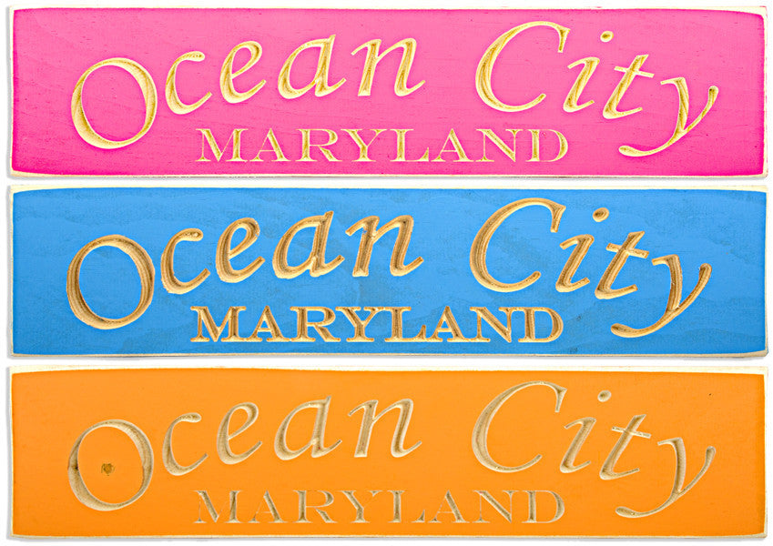Wood Sign Carved Ocean City Maryland Souvenir