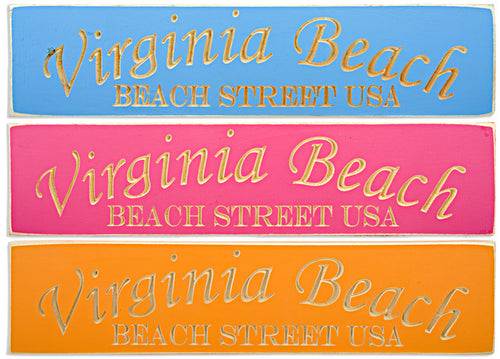 Wood Sign Carved Virginia Beach Beach Street USA Souvenir