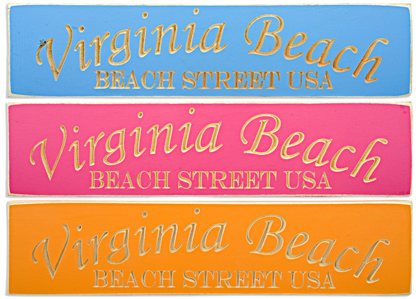 Wood Sign Carved Virginia Beach Beach Street USA Souvenir