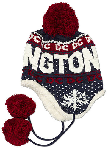 Youth Knit with Pom - Washington DC Navy White Red