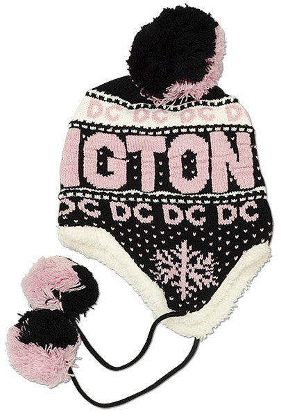 Youth Knit with Pom - Washington DC Black Pink