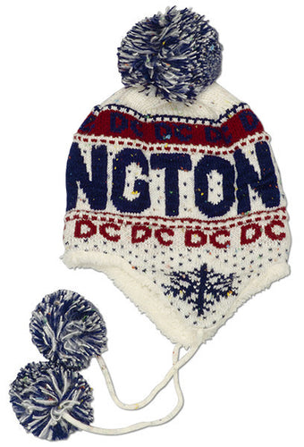 Youth Knit with Pom - Washington DC White Navy Red