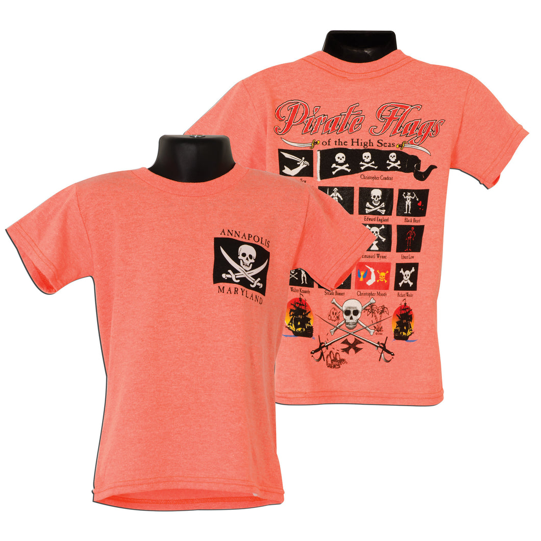 YTAM10CX Youth T Annapolis Pirate Flags CORAL HEATHER