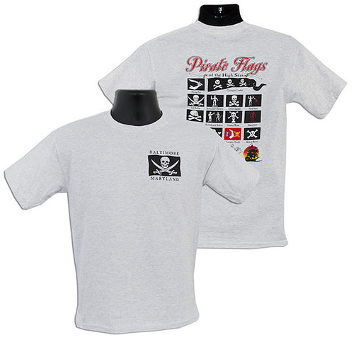 YTBM02A Youth T 100% Baltimore Pirate Flags Ash