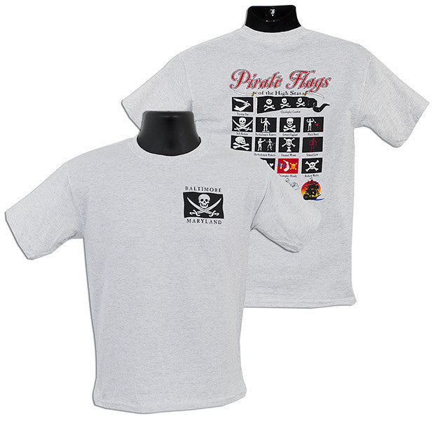 YTBM02A Youth T 100% Baltimore Pirate Flags Ash
